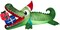 9' Gemmy Airblown Inflatable Christmas Alligator w/ Santa Hat Eating Presents Yard Decoration 881966